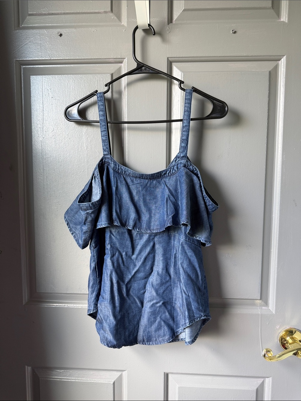 VENUS Light Blue Denim Ruffle Button-Front Cami - Picture 6 of 6